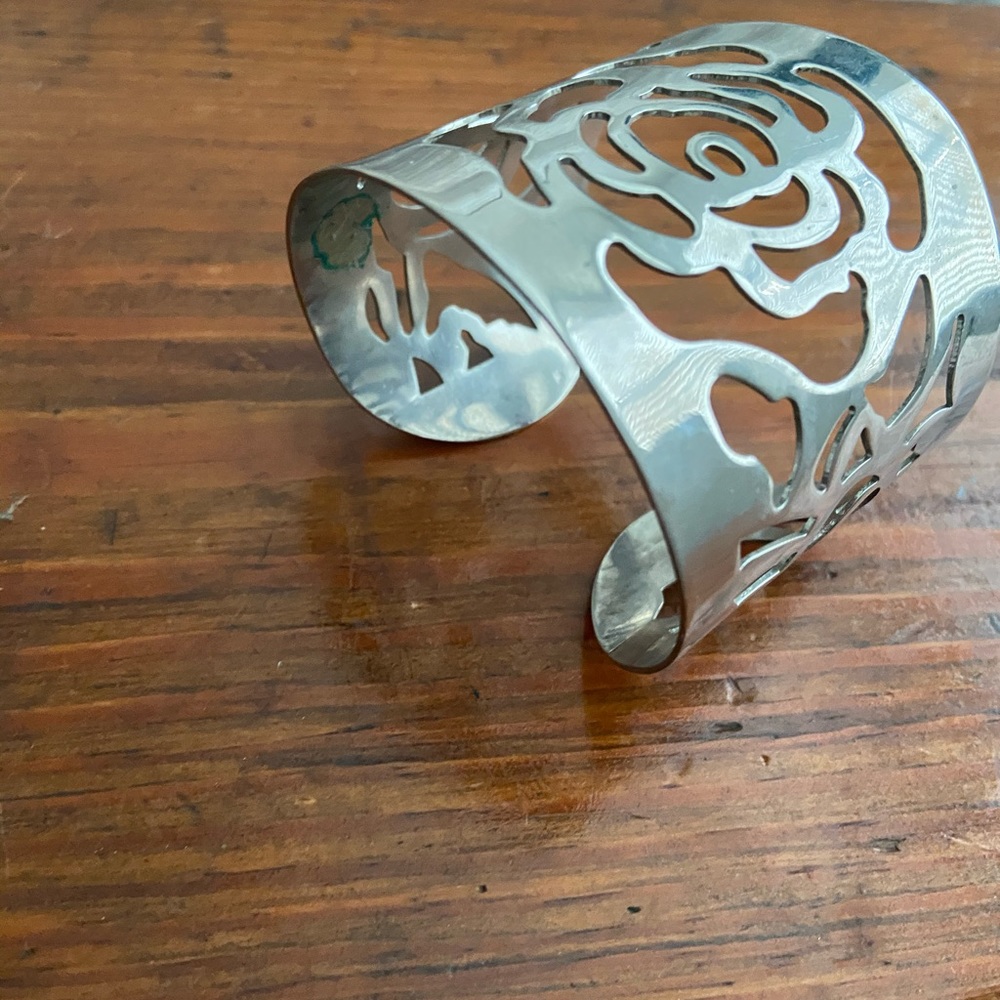 Silver Flower Cuff Bracelet